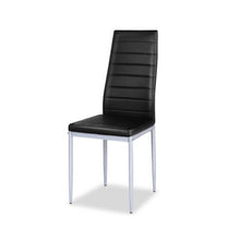 Load image into Gallery viewer, Set of 4 Modern High Back Black PVC Leather Dining Chairs with Metal Legs