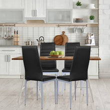 Load image into Gallery viewer, Set of 4 Modern High Back Black PVC Leather Dining Chairs with Metal Legs