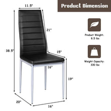 Load image into Gallery viewer, Set of 4 Modern High Back Black PVC Leather Dining Chairs with Metal Legs