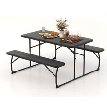Load image into Gallery viewer, Folding Picnic Table with 2 Benches Outdoor Patio Dining Set in Black
