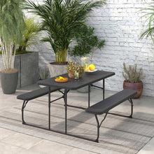Load image into Gallery viewer, Folding Picnic Table with 2 Benches Outdoor Patio Dining Set in Black