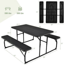 Load image into Gallery viewer, Folding Picnic Table with 2 Benches Outdoor Patio Dining Set in Black
