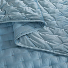 Load image into Gallery viewer, Full / Queen 3-Piece Blue Velvet Embroidered Lavishly Soft Quilt Set