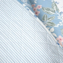 Load image into Gallery viewer, Full/Queen Blue Pink White Beige Floral Cottage Lightweight 3-Piece Quilt Set