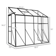 Load image into Gallery viewer, 8.3 ft x 4.1 ft Outdoor Polycarbonate Lean-to Greenhouse with Black Metal Frame