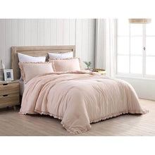 Load image into Gallery viewer, Full Size Pink Stone Washed Ruffled Edge Microfiber Comforter Set
