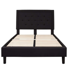 Load image into Gallery viewer, Full size Black Fabric Upholstered Platform Bed Frame with Headboard