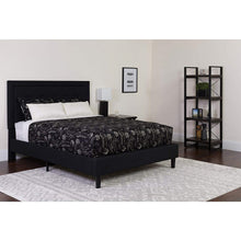 Load image into Gallery viewer, Full size Black Fabric Upholstered Platform Bed Frame with Headboard