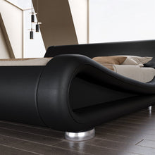 Load image into Gallery viewer, Full Modern Black Upholstered Platform Bed Frame with Sleigh Curved Headboard