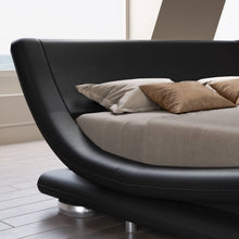 Load image into Gallery viewer, Full Modern Black Upholstered Platform Bed Frame with Sleigh Curved Headboard