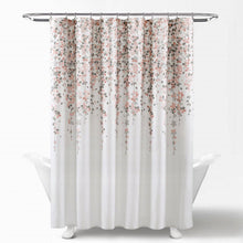 Load image into Gallery viewer, 72-inch Off-White Beige Peach Pink Grey Floral Vines Flowers Shower Curtain