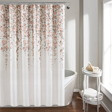 Load image into Gallery viewer, 72-inch Off-White Beige Peach Pink Grey Floral Vines Flowers Shower Curtain