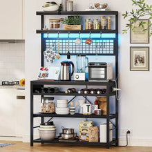 Load image into Gallery viewer, Black Modern Industrial Kitchen Baker's Rack with Multi-Color LED Lights
