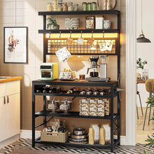 Load image into Gallery viewer, Black Modern Industrial Kitchen Baker's Rack with Multi-Color LED Lights