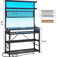 Load image into Gallery viewer, Black Modern Industrial Kitchen Baker's Rack with Multi-Color LED Lights