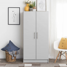 Load image into Gallery viewer, Bedroom Armoire Wardrobe Cabinet with Hanging Rail in Light Grey Wood Finish