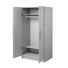 Load image into Gallery viewer, Bedroom Armoire Wardrobe Cabinet with Hanging Rail in Light Grey Wood Finish