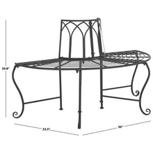 Load image into Gallery viewer, Half-Circle Outdoor Patio Garden Black Wrought Iron Tree Bench