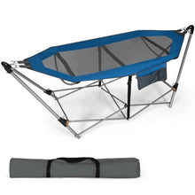 Load image into Gallery viewer, Blue Portable Camping Foldable Hammock with Stand and Carry Case