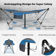 Load image into Gallery viewer, Blue Portable Camping Foldable Hammock with Stand and Carry Case