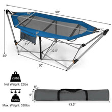 Load image into Gallery viewer, Blue Portable Camping Foldable Hammock with Stand and Carry Case