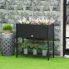 Load image into Gallery viewer, Black Modern PE Rattan Wicker Raised Garden Bed Elevated Planter Box