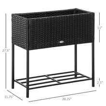 Load image into Gallery viewer, Black Modern PE Rattan Wicker Raised Garden Bed Elevated Planter Box