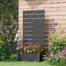 Load image into Gallery viewer, Outdoor Raised Bed Planter with Slatted Fence Trellis in Black Wood Finish