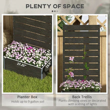 Load image into Gallery viewer, Outdoor Raised Bed Planter with Slatted Fence Trellis in Black Wood Finish