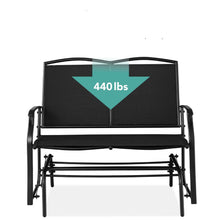 Load image into Gallery viewer, 2 Seat Mesh Patio Loveseat Swing Glider Rocker with Armrests in Black