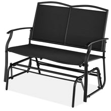Load image into Gallery viewer, 2 Seat Mesh Patio Loveseat Swing Glider Rocker with Armrests in Black