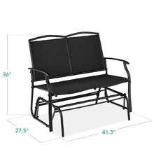 Load image into Gallery viewer, 2 Seat Mesh Patio Loveseat Swing Glider Rocker with Armrests in Black