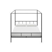 Load image into Gallery viewer, King size Black Metal Canopy Bed Frame with Headboard and Footboard