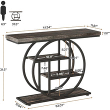 Load image into Gallery viewer, Modern 41-inch Circular Base Foyer Entryway Table with Black Wood Finish Shelves