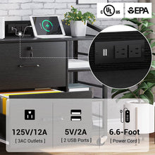 Load image into Gallery viewer, Black Printer Stand Bookcase Power Station Mobile Office File Cabinet