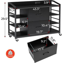 Load image into Gallery viewer, Black Printer Stand Bookcase Power Station Mobile Office File Cabinet