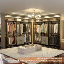Load image into Gallery viewer, Heavy Duty Black Grey Freestanding Garment Rack Closet Wardrobe with 3 Drawers