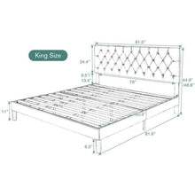 Load image into Gallery viewer, King Black Faux Leather Upholstered Platform Bed with Button-Tufted Headboard