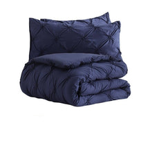 Load image into Gallery viewer, King Size All Season Pleated Hypoallergenic Microfiber Reversible 3 Piece Comforter Set in Navy