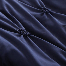 Load image into Gallery viewer, King Size All Season Pleated Hypoallergenic Microfiber Reversible 3 Piece Comforter Set in Navy