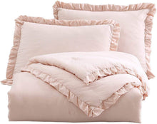 Load image into Gallery viewer, King Oversized Pink Ruffled Edge Microfiber Comforter Set