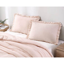 Load image into Gallery viewer, King Oversized Pink Ruffled Edge Microfiber Comforter Set