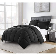 Load image into Gallery viewer, King Size Reversible Microfiber Down Alternative Comforter Set in Black