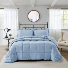 Load image into Gallery viewer, King Size Blue 3 Piece Microfiber Reversible Comforter Set