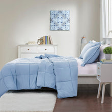 Load image into Gallery viewer, King Size Blue 3 Piece Microfiber Reversible Comforter Set