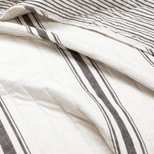 Load image into Gallery viewer, King Size Black White 3 Piece Stripe Reversible Cotton Quilt Set