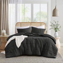 Load image into Gallery viewer, King size Pre-Washed Pleated Microfiber Comforter Set in Black