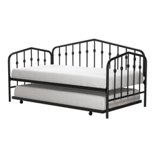 Load image into Gallery viewer, Twin size Modern Industrial Black Metal Daybed with Trundle Bed Frame