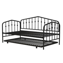 Load image into Gallery viewer, Twin size Modern Industrial Black Metal Daybed with Trundle Bed Frame
