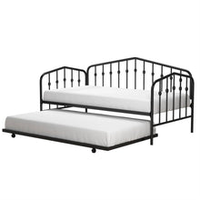 Load image into Gallery viewer, Twin size Modern Industrial Black Metal Daybed with Trundle Bed Frame